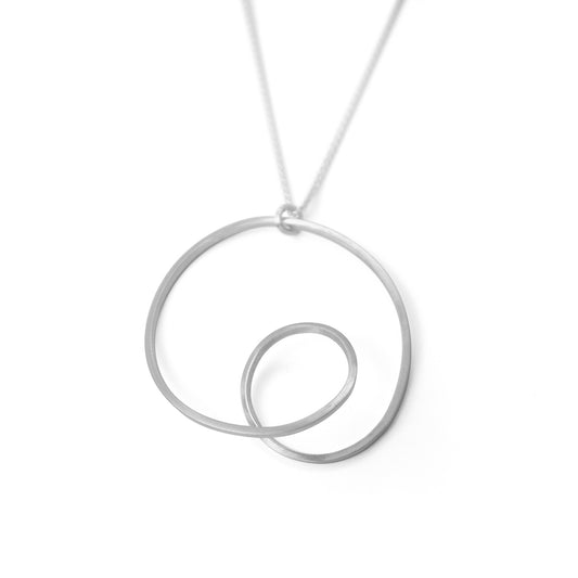 Silver Looped pendant on long chain