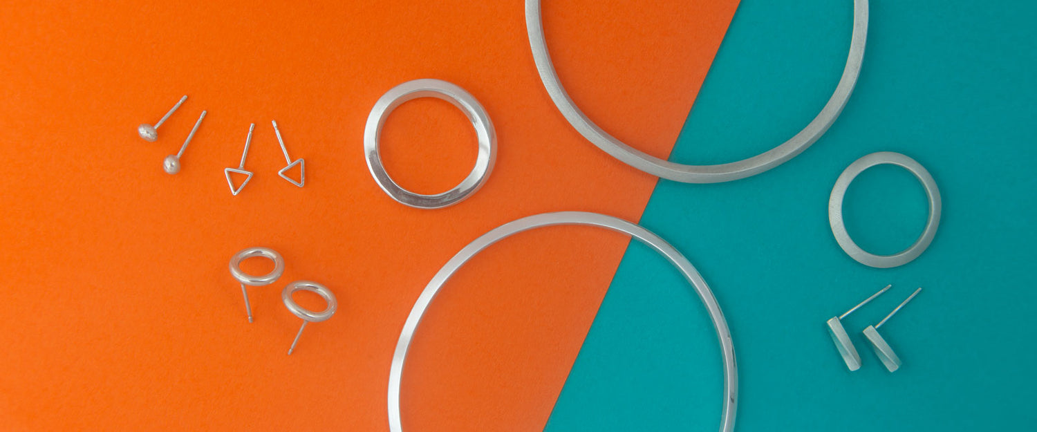 Geometric silver jewellery range by Katy Luxton