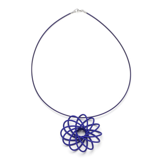 Blue Orbit 3D printed nylon pendant by Katy Luxton