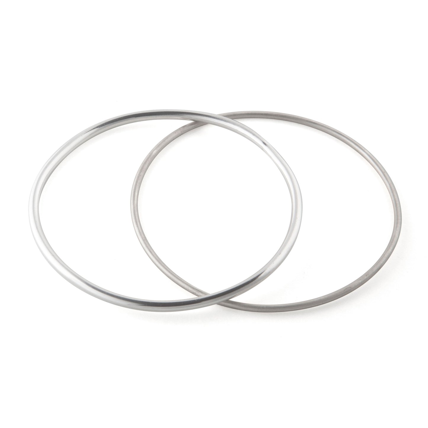 Two silver Halo bangles by Katy Luxton